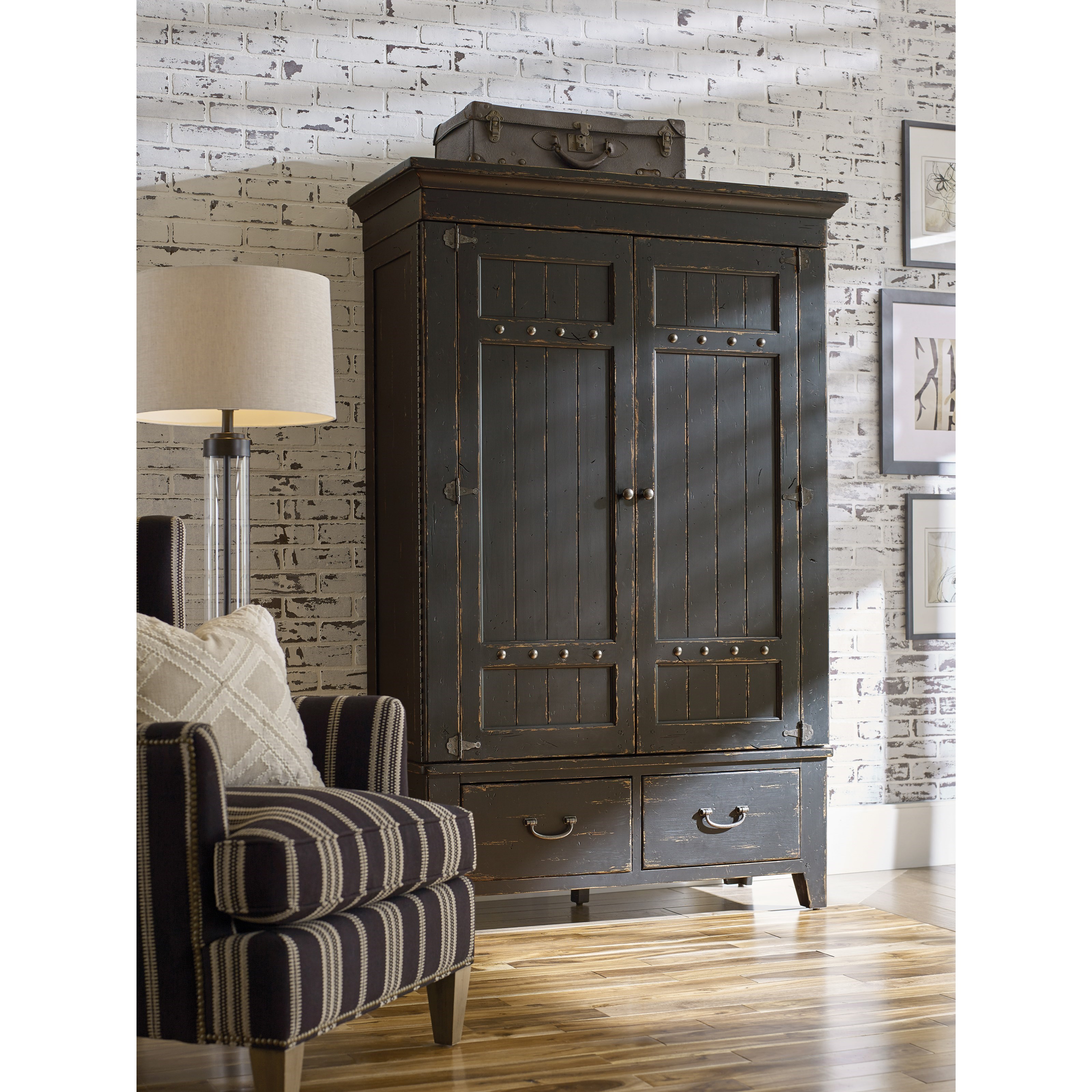 Kincaid Furniture Mill House Simmons Rustic Armoire with Adjustable